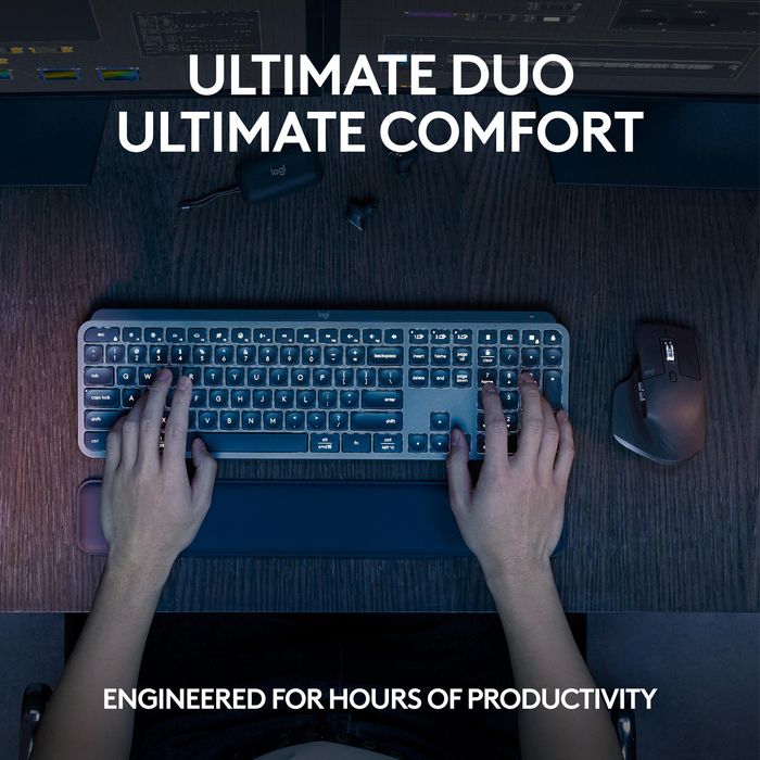 Logitech Ensemble MX Performance Combo MX Master 3S et MX Keys S avec Repose-Poignets MX, Souris et Clavier Sans Fil Bluetooth et USB pour PC
