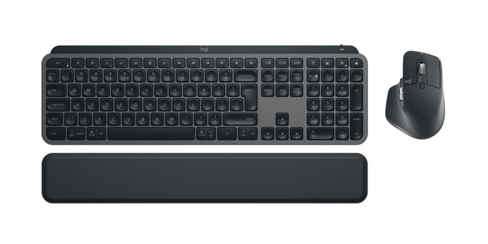 Logitech MX Keys S Combo avec souris MX Master 3S et repose-poignets, Graphite