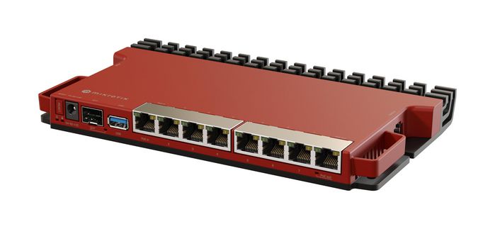 MikroTik L009UiGS Routeur avec CPU double coeur 800 MHz, 512 Mo RAM, 8 ports LAN Gigabit, 1 port SFP 2,5 Gbit, USB, boîtier bureau/rack 1U, RouterOS L5