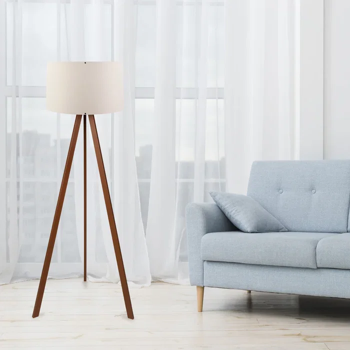 Kano Lampe de Sol Trépied Bois Orange