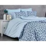 Housse de couette 240 x 220 cm + 2 taies d'oreiller 60 x 60 cm - 100% coton renforcé - Bleu - Parure de lit King Size