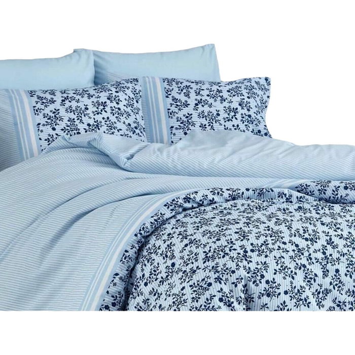 BigBuy Home Parure de couette Bleu et bleu foncé en coton renforcé, 3 pièces BigBuy Home Parure de couette Bleu et bleu foncé en coton renforcé, 3 pièces