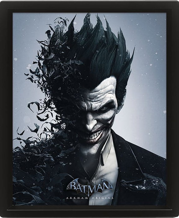 Pyramid International Pack de 3 posters Batman Arkham Origins effet 3D encadré Batman vs. Joker 26 x 20 cm
