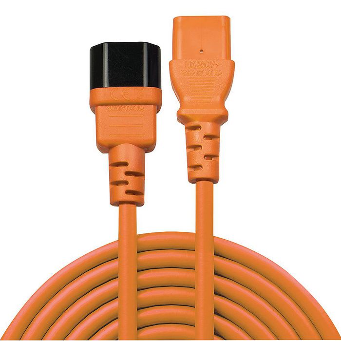 Lindy Câble d'alimentation rallonge C14 vers C13, orange, 2 m, pour environnements professionnels et privés