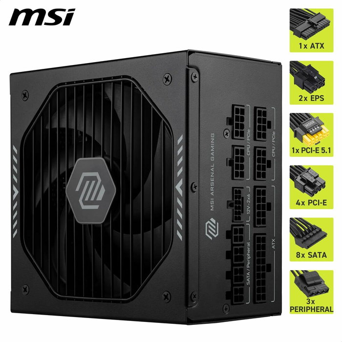 Bloc d’Alimentation MSI 306-7ZPIY11-CE0 850 W 80 Plus Gold ATX