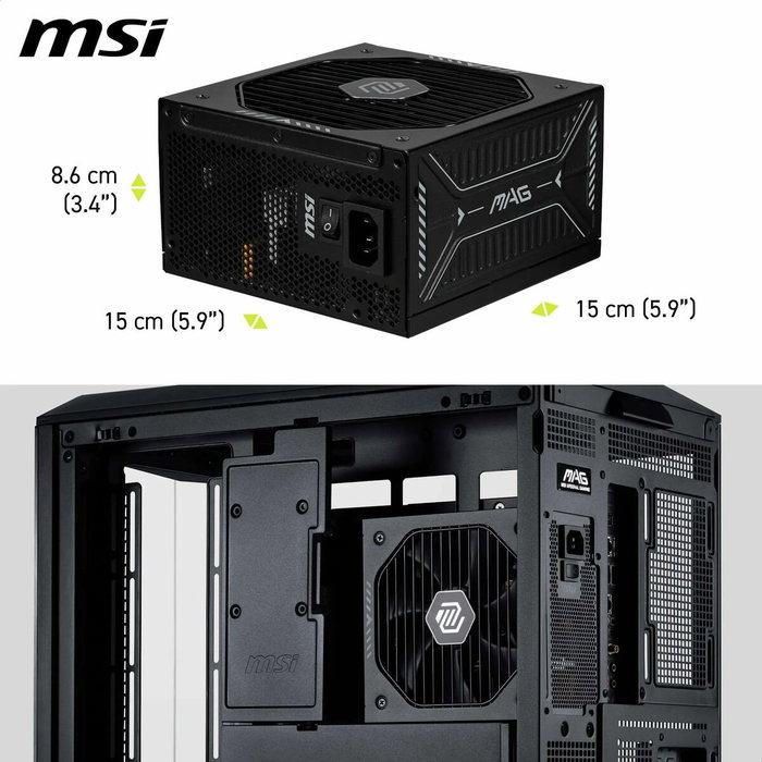 Bloc d’Alimentation MSI 306-7ZPIY11-CE0 850 W 80 Plus Gold ATX