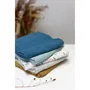 Domiva - Lot de 3 langes en gaze de coton bambou - 1 imprimé et 2 unis - Bleu indigo - 60 x 60 cm - Oeko-Tex Standard 100 - Doudou, bavoir, serviette