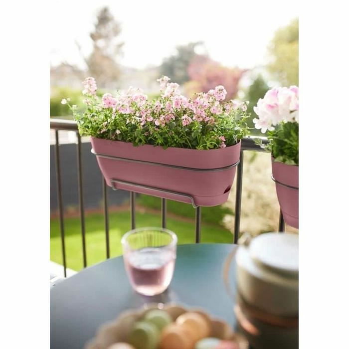 Elho Balconnière Vibia Campana avec réservoir d'eau - Plastique rectangulaire - 70 x 26 x 17.7 cm - Rose Poussière