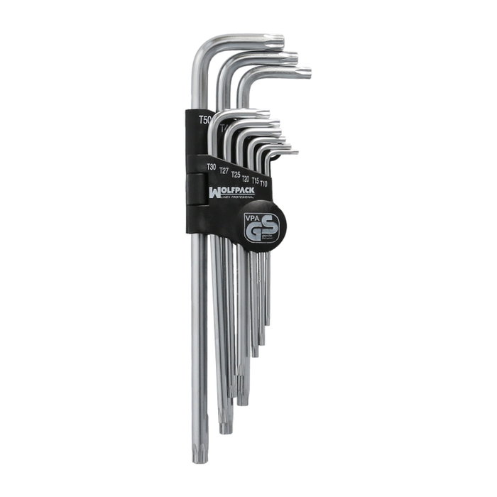 WOLFPACK LINEA PROFESIONAL Jeu de 9 clés Torx en L inviolables de T10 à T50 WOLFPACK LINEA PROFESIONAL Jeu de 9 clés Torx en L inviolables de T10 à T50