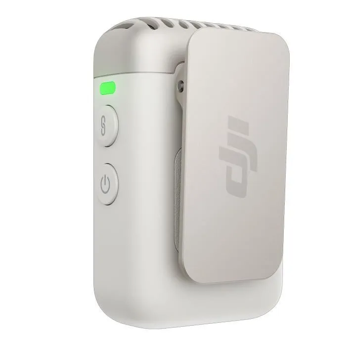 DJI Mic 2 Émetteur sans fil Pearl White, Micro audio HD avec enregistrement 32 bits flottant et réduction du bruit, pour vlogs, interviews et live streaming