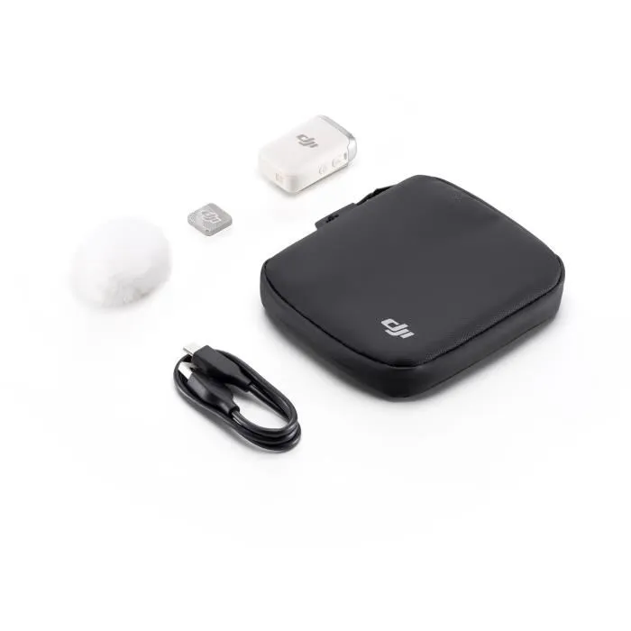 DJI Mic 2 Émetteur sans fil Pearl White, Micro audio HD avec enregistrement 32 bits flottant et réduction du bruit, pour vlogs, interviews et live streaming
