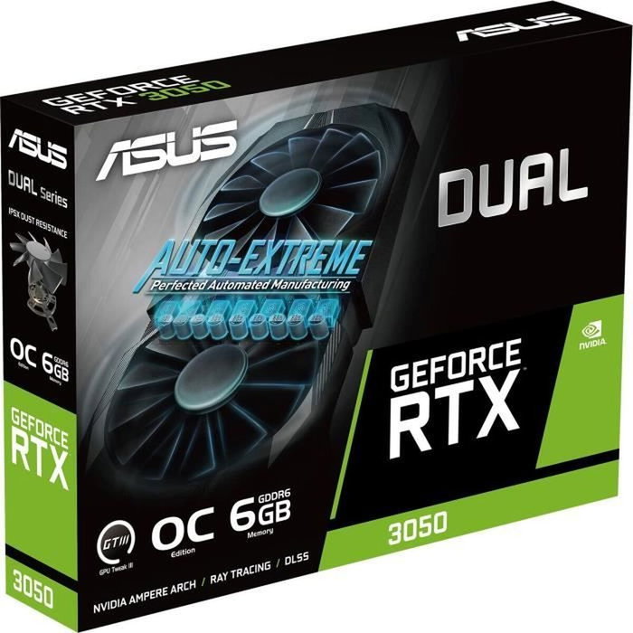 Asus Dual GeForce RTX 3050 OC Edition 6 Go GDDR6 Asus Dual GeForce RTX 3050 OC Edition 6 Go GDDR6