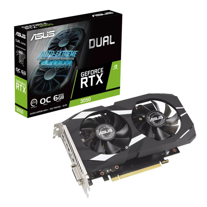 Asus Carte Graphique DUAL GeForce RTX 3050 O6G - 90YV0K60-M0NA00 - 6 Go GDDR6 - Noir
