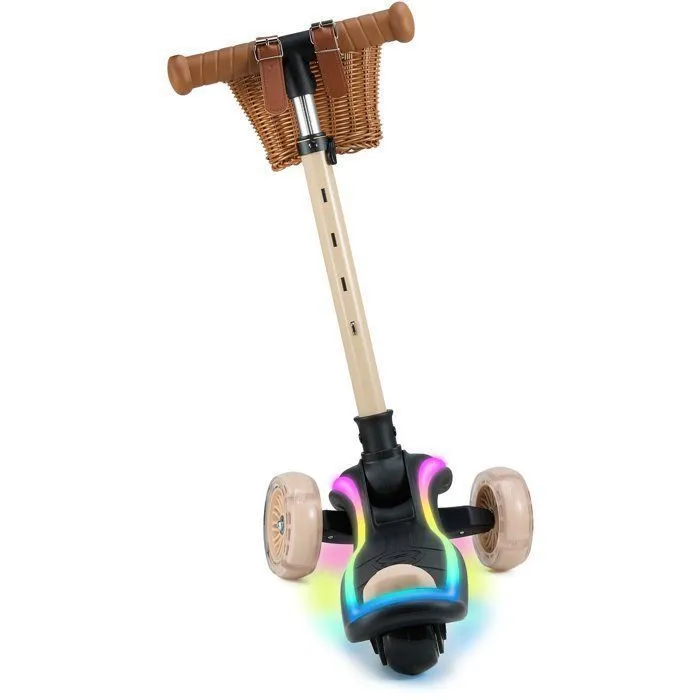 Kinderkraft RAKET UP 2 en 1 trottinette avec siège pliable et roues LED Beige