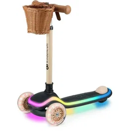 Kinderkraft RAKET UP 2 en 1 trottinette avec siège pliable et roues LED Beige