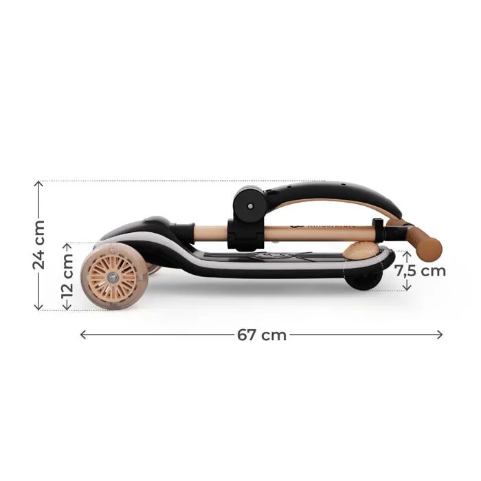 Kinderkraft RAKET UP 2 en 1 trottinette avec siège pliable et roues LED Beige
