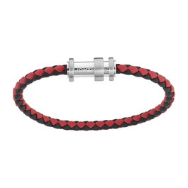 Montblanc Pulsera Timewalker en cuir tissé noir et rouge et acier inoxydable MB11855763