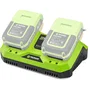 Fieldmann - Chargeur double pour batteries 20V - Charge 2 batteries en 60 min - Compatible 2Ah et 4Ah