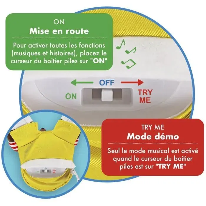 Gipsy Toys Peluche Musicale et Conteuse d'Histoires Petit Ours Brun - 28 cm - Marron, Jaune, Rouge - 20 Histoires et Chanson