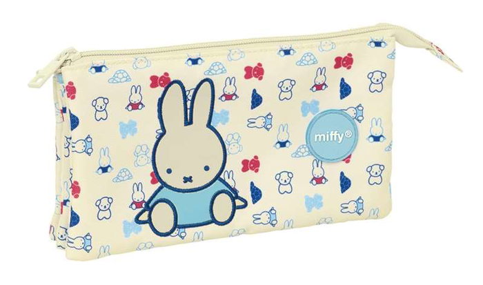 Safta Miffy Buddy - Porte-tout triple recyclé et résistant à l'eau, dimensions 22 x 12 x 3 cm, pour enfant à partir de 3 ans