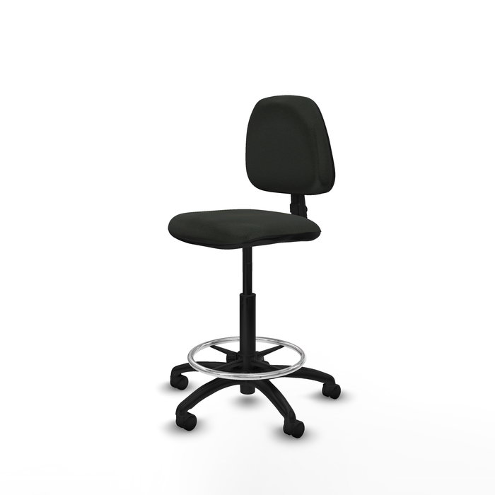 Tabouret Taburete Isso Contact permament de base Tissu Noir Structure polyamide noire Sans accoudoirs Sans appui-tête Roulettes en nylon 50 mm