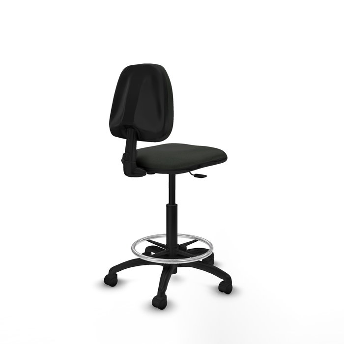 Tabouret Taburete Isso Contact permament de base Tissu Noir Structure polyamide noire Sans accoudoirs Sans appui-tête Roulettes en nylon 50 mm