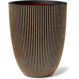 Capi Europe Vase élégant Groove - 34 x 46 cm - Noir et doré - Résistant aux intempéries - Intérieur et extérieur - Polyéthylène recyclé - Double paroi isolante