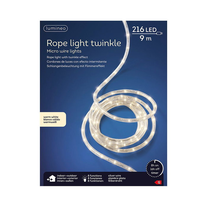 Lumineo Cordón de luces LED blanc chaud 216 LED 9 m
