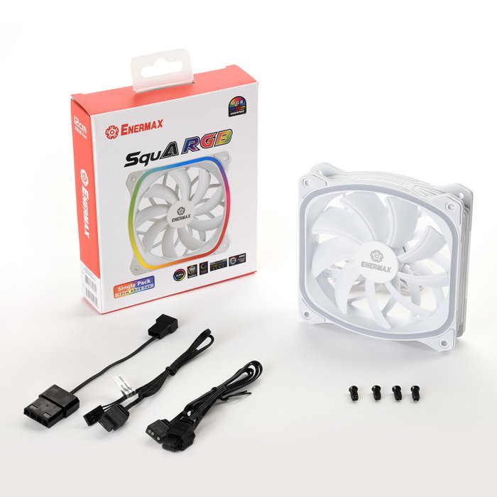 Enermax UC-SQARGB12P-W-SG Ventilateur de Boîtier Gaming 120 mm RGB, 300-1500 RPM, 68.27 CFM, Silencieux 23 dBA
