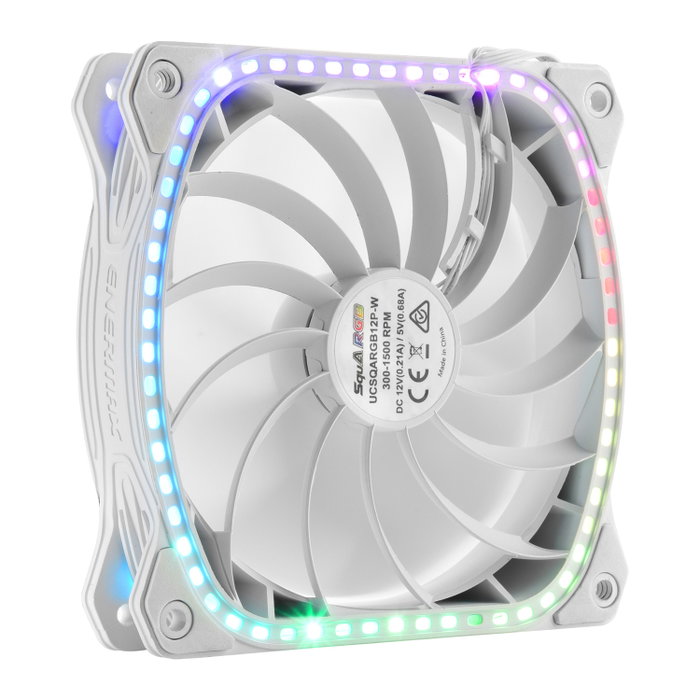 Enermax UC-SQARGB12P-W-SG Ventilateur de Boîtier Gaming 120 mm RGB, 300-1500 RPM, 68.27 CFM, Silencieux 23 dBA