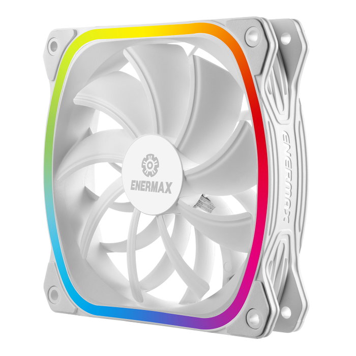 Enermax UC-SQARGB12P-W-SG Ventilateur de Boîtier Gaming 120 mm RGB, 300-1500 RPM, 68.27 CFM, Silencieux 23 dBA