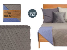 GIFTDECOR Colcha de lit réversible 240x260 Bleu-Gris