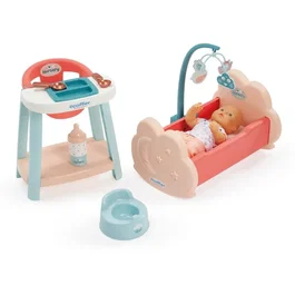 Ecoiffier Nursery 1833 - Ensemble avec Poupon, Chaise Haute et Lit