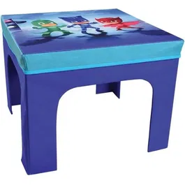 Fun House Pyjamasques Table Enfant avec 2 Tabourets de Rangement Pliables - Dessin et Jeux - MDF - Table 50x50x40 cm, Tabouret 30x30x30 cm