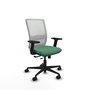 Chaise Haches Synchrone/Traslack tissu Vert émeraude Maille Blanc Base en nylon noir Accoudoir 2D Sans appui-tête Roulettes 65mm nylon