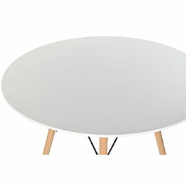 Table de Salle à Manger DKD Home Decor Blanc Noir Naturel Bouleau Bois MDF 90 x 90 x 74 cm