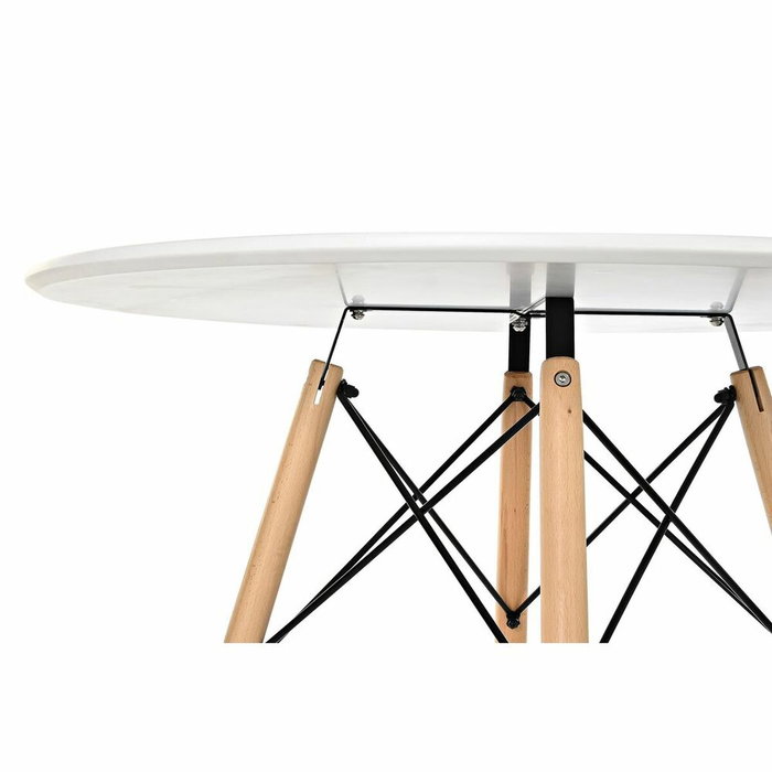 Table de Salle à Manger DKD Home Decor Blanc Noir Naturel Bouleau Bois MDF 90 x 90 x 74 cm