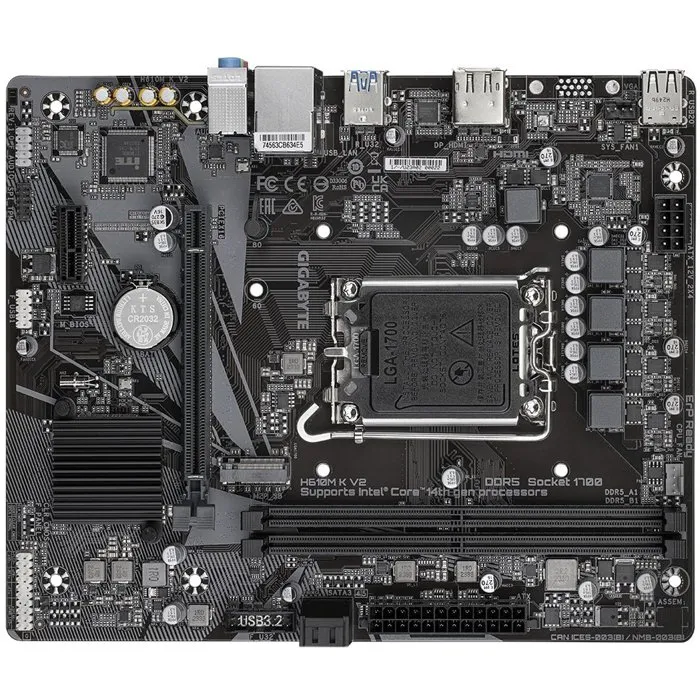 Gigabyte H610M K V2 DDR5 Carte mère Micro-ATX Intel H610 Socket LGA 1700 DDR5 PCIe 4.0 M.2 USB 3.2