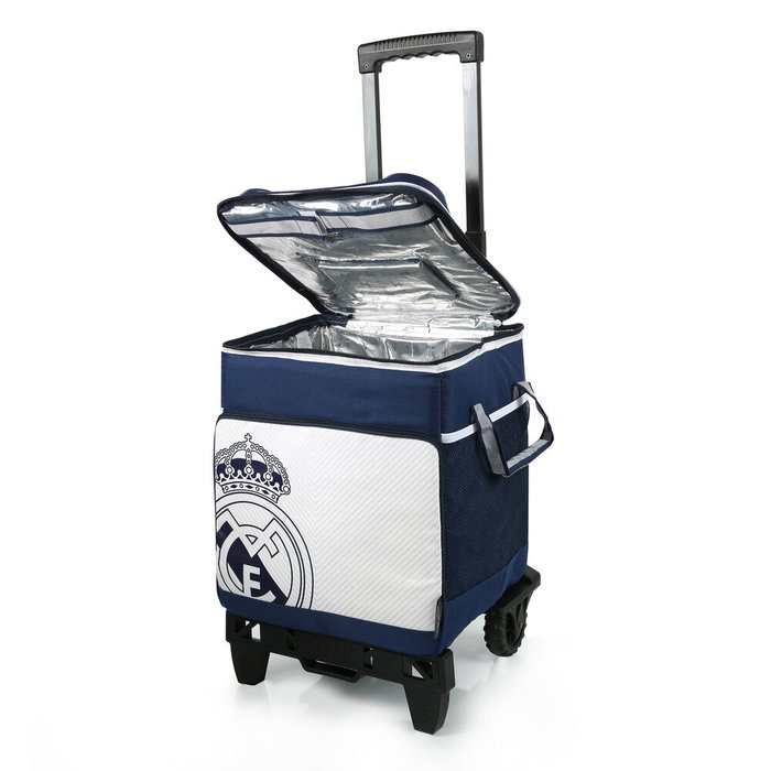 Real Madrid Sac de transport pour courses et pique-nique avec roues, dimensions 34x27.9x35.1cm en polyester 600D