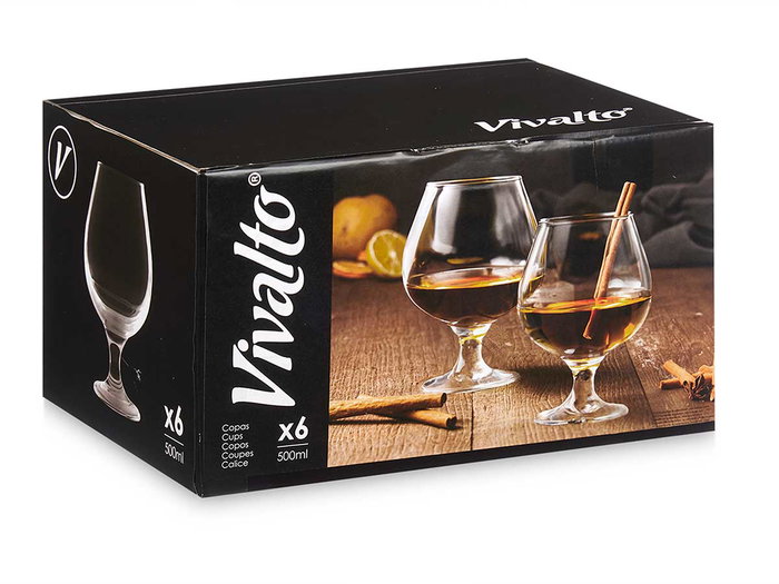 Vivalto Copa à Liqueur 500 ml en Verre Transparent 10x15x10 cm (Set de 24)