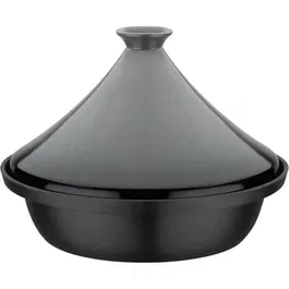 GSW Tajine en fonte massive - 30 x 22 cm - Couvercle céramique - Compatible induction - Gris