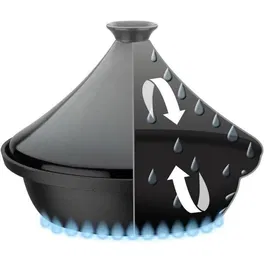 GSW Tajine en fonte massive - 30 x 22 cm - Couvercle céramique - Compatible induction - Gris