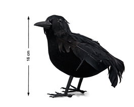 Cuervo Decorativo Negro 16 cm Realista avec Plumes pour Halloween, Décoration et Scénographie - Accessoire Effrayant pour Maison ou Jardin