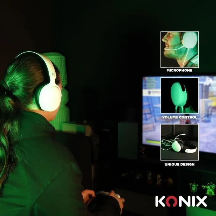 Konix Nexus Casque Gaming Circum-Aural Filaire pour Xbox Series X|S avec Microphone, Haut-Parleurs 40 mm, Jack 3.5 mm et Câble 1,5 m