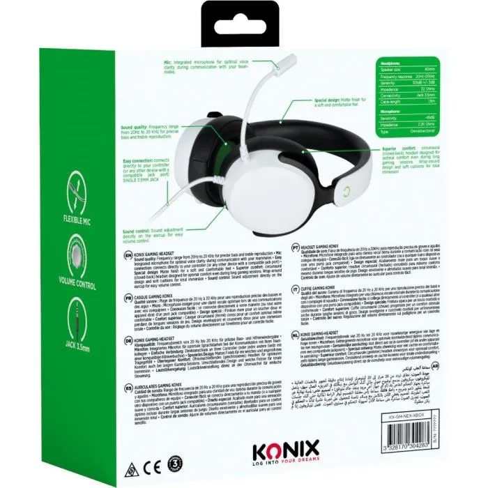 Konix Nexus Casque Gaming Circum-Aural Filaire pour Xbox Series X|S avec Microphone, Haut-Parleurs 40 mm, Jack 3.5 mm et Câble 1,5 m