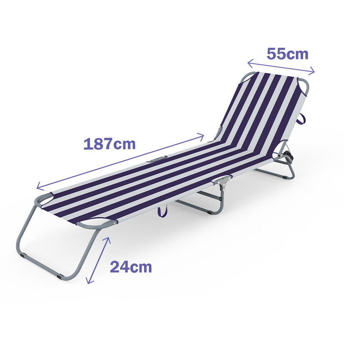 Marbueno Pack de 2 Tumbonas Pliables Acier Rayures Bleues et Blanches pour Plage et Piscine 10020X2