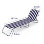 Marbueno Lot de 2 chaises longues pliables à rayures bleues et blanches