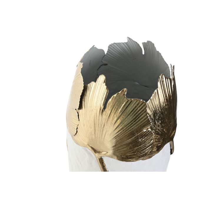 Ensemble de 3 Vases Home ESPRIT Blanc Doré Métal 21 x 21 x 55 cm (3 Pièces)