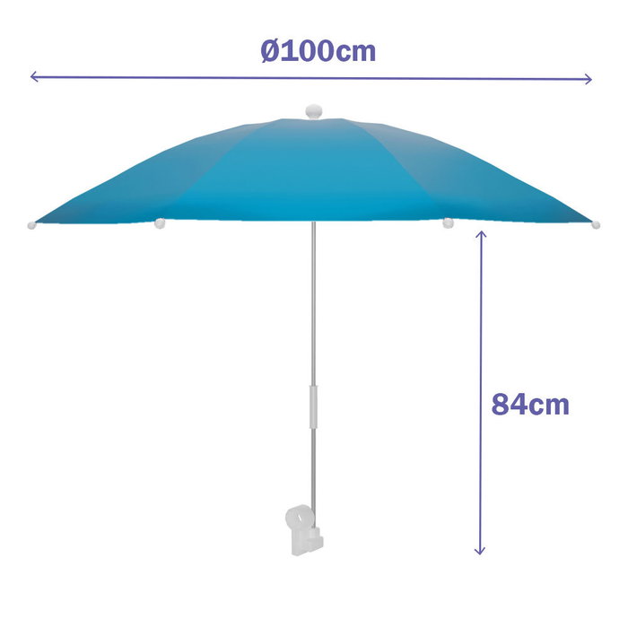 Marbueno 10469AC Parapluie de Plage pour Chaise, Bleu Clair, 100 cm, Acier et Nylon