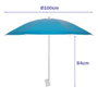 Marbueno 10469AC Parapluie de Plage pour Chaise, Bleu Clair, 100 cm, Acier et Nylon